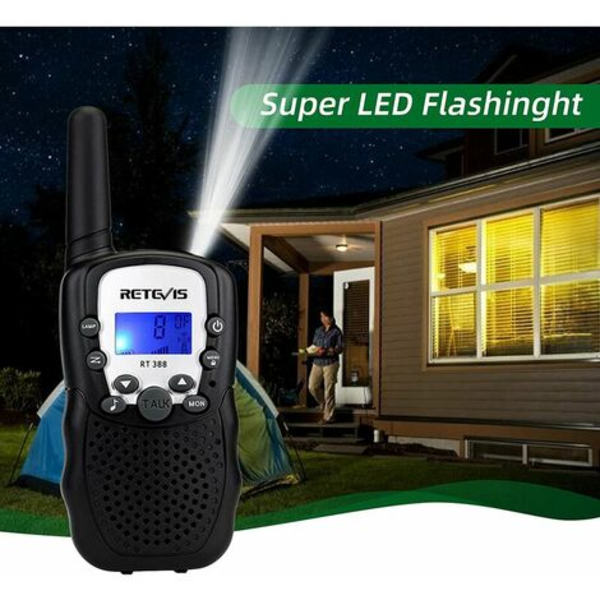 Retevis RT388 Walkie Talkie för barn, uppladdningsbar långdistansleksakspresent för 3-12 år gamla pojkar, VOX ficklampa, för camping,