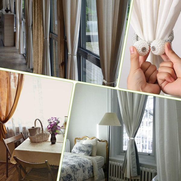 2 kpl beige vapaa rei'itysverho solmio helmi magneettisolki moderni yksinkertainen verhopidike solmio köysi solki