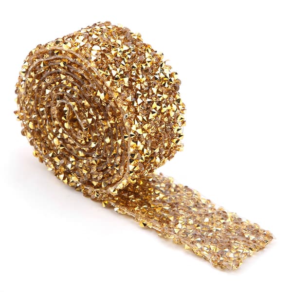 Gull Krystall Rhinestone Bånd Dekorasjon 1 Yard 30mm