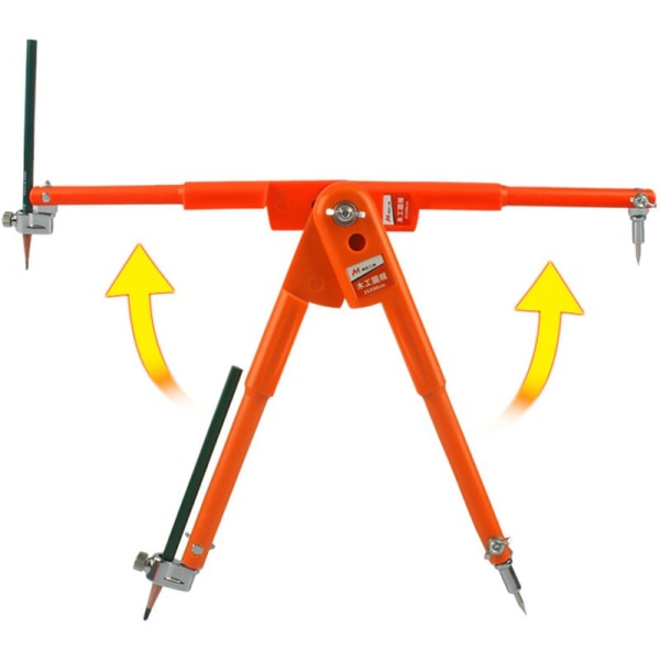 Træbearbejdningskompasser Professionel metalskriver Lille med en maksimal radius på 45 cm og stor med en maksimal radius på 75 cm