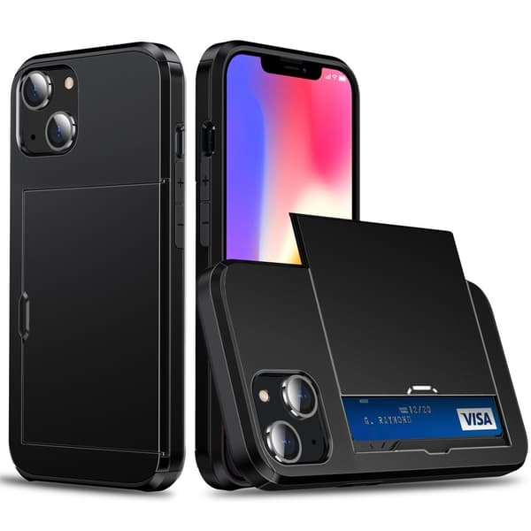 iPhone 15 Hybrid Cover med Kortplads Sort 48