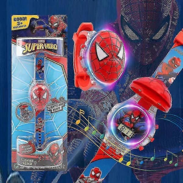 Blinkende Lys Musik Ur Børnelegetøj Drenge Piger Marvel Avengers Lysende Ur [ht] Spiderman