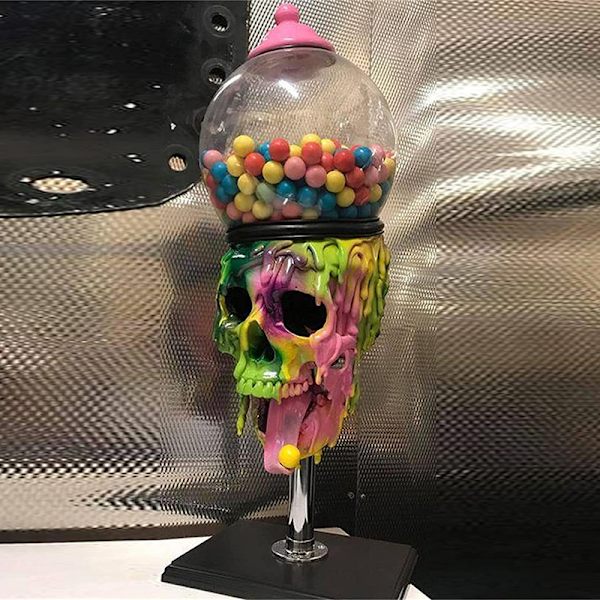 Purukumikone Färgglad Skull Candy Annostelija Halloween Desktop Ornament För Hem Vardagsrum Inredning