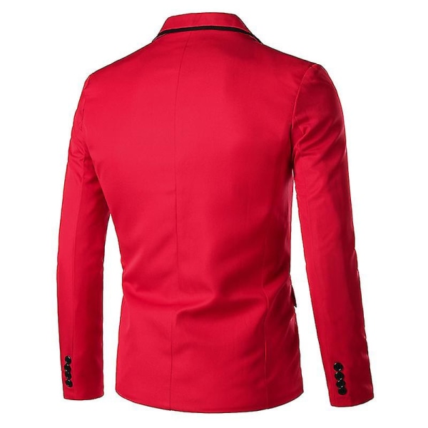 Män Blazer Lättvikt Casual Solid Enknapp Slim L Red