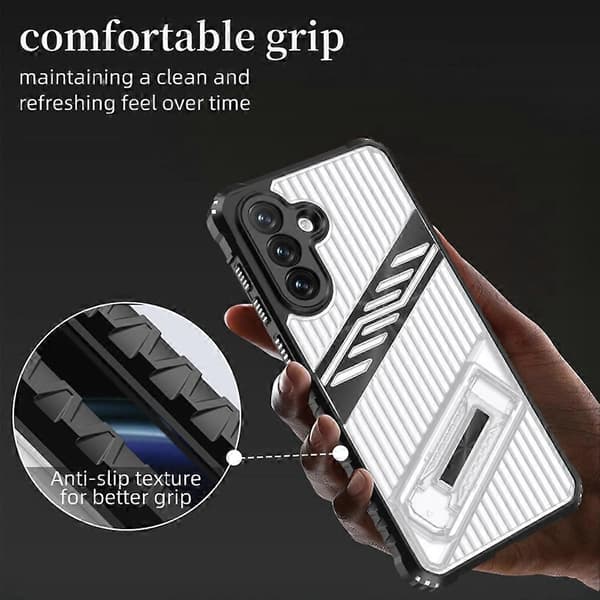Till Samsung Galaxy S24 FE Fodral Vikbart Stöd PC+TPU Anti-fall Telefonfodral-Mörkgrå Multicolor Dark Grey
