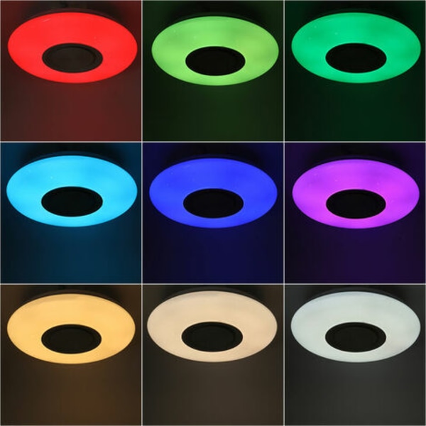 150W 220V 3D-lys RGB LED-taklys Musikklys med fjernkontroll, Bluetooth-høyttaler, APP-kontroll nattlampe for
