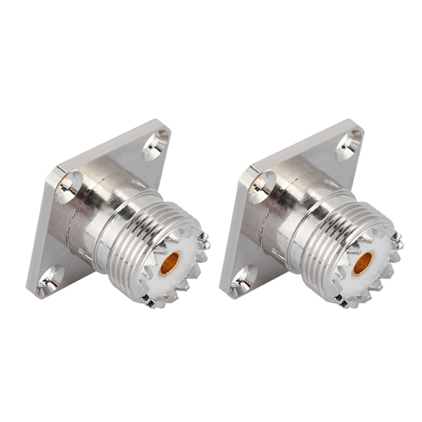 2 stk UHF Hunn SO239 4-hulls Sokkel Panel Chassis RF Koaksial Adapterkontakter