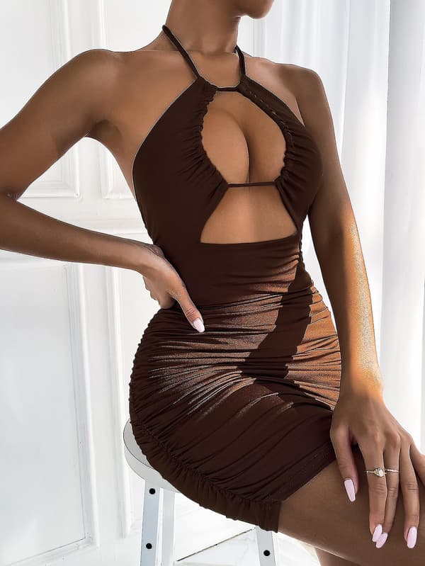 【HT】Høj Kvalitet Spaghetti Stropper Sideslids Sexet Bodysuit M