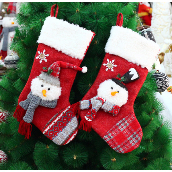 Topphatt julesokker Christmas Snowman Gavepose Stor pose Godteripose Sokker anheng,