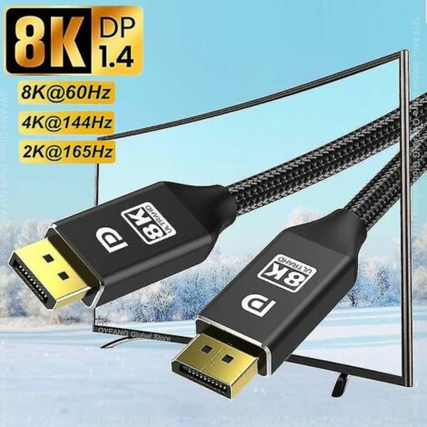 Displayport Kabel Dp 1.4 til Dp 8k 4k Kabel 144hz 165hz Display Port Adapter til Video PC Laptop TV Dp 1.2 8k Display Port Kabel - 5m