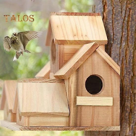 Fuglehuse til udendørs trækolibri rede fuglefoderautomat udendørs stort fuglehus med 6 værelser til havegårdindretning ebony