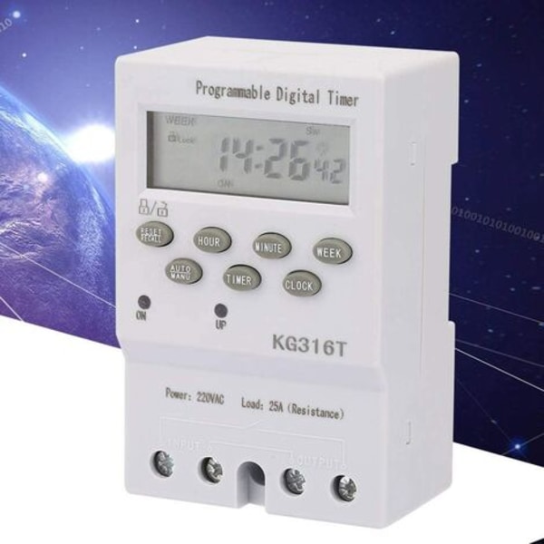 KG316T 220V Mikrocomputer-tidskontakt Digital timer-afbryder Mikrocomputer-tidsstyring Automatisk program Digital