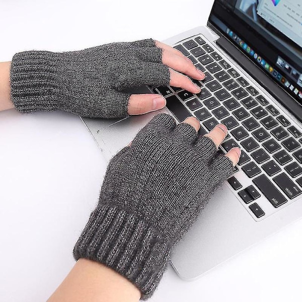 Neulotut sormettomat hanskat Talvi paksut lämpimät kosketusnäyttökäsineet Unisex ulkokäyttöön joustavat joustavat lämpimät puolisormet pyöräilykäsineet