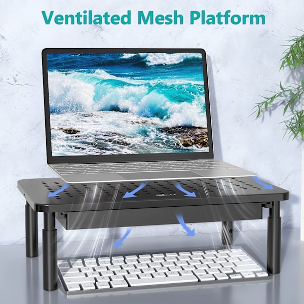 Monitor Stand Riser Justerbar Laptop Stand Riser 3 Höjdjusterbar kontorsmaterial (svart)