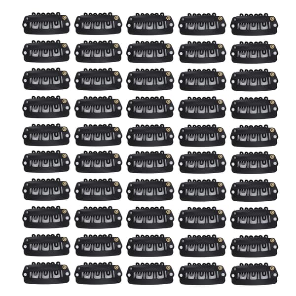50 st Hårperukklämmor Rostfritt Stål U-form 6 Tänder Hårförlängningsklämmor Svart 2,8 cm