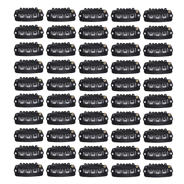 50 stk. Hår Paryk Clips Rustfrit Stål U Form 6 Tænder Hår Extensions Clips Sort 2.8 cm