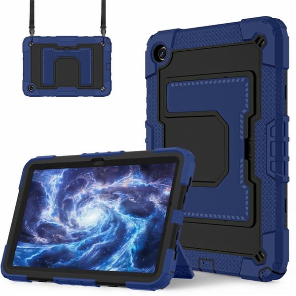 Samsung Galaxy Tab A11+ Armor Stativ Skulderrem Cover - Blå Blå blue