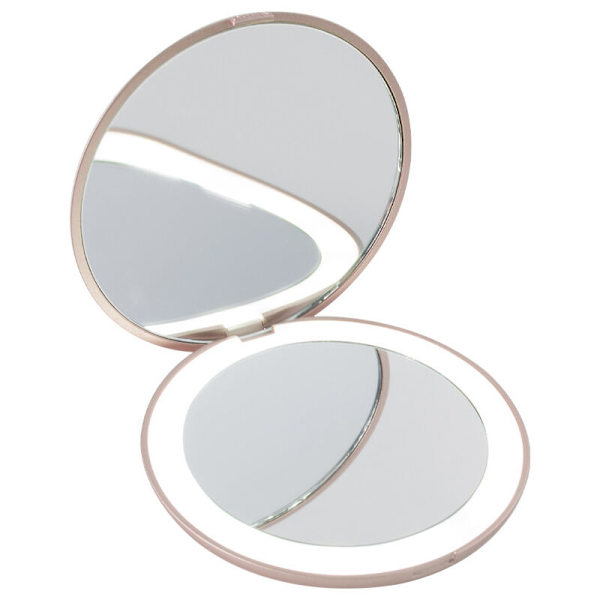 BETT LED-fickaspegel med 10x/1x förstoring, bärbar sminkspegel för resor/arbete/underhåll (svart),