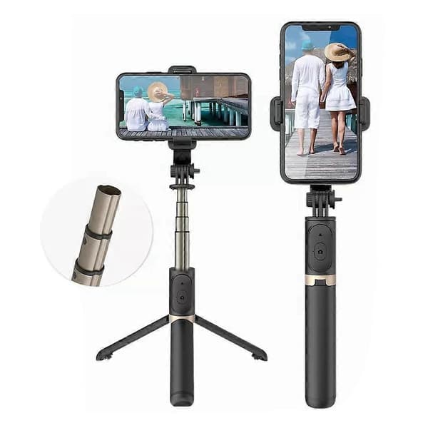Q03 Bluetooth fjernkontroll stativ selfie-pinne telefonholder White