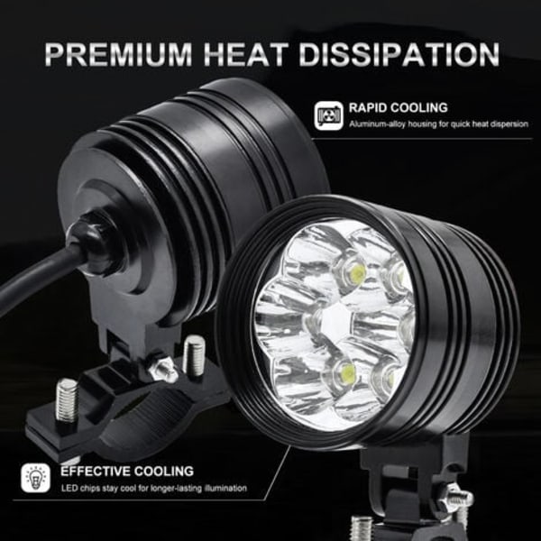 1 STK Super Bright White Motorsykkel 60W LED Projektor Hovedlykt Vanntett Spot Hodelampe Driving Tåkelys 6000K, modell: 54