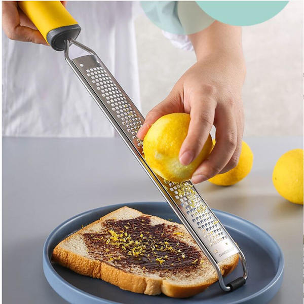PRO Citrus Zester & Manuelt ostejern - Parmesan, Citron, Ingefær, Hvidløg, Muskatnød, Chokolade - Skarpt rustfrit stål Bl