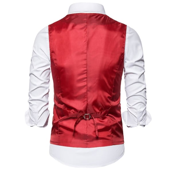 Enkeltspent vest for menn Slim Fit formell dressprint vest XXL Red