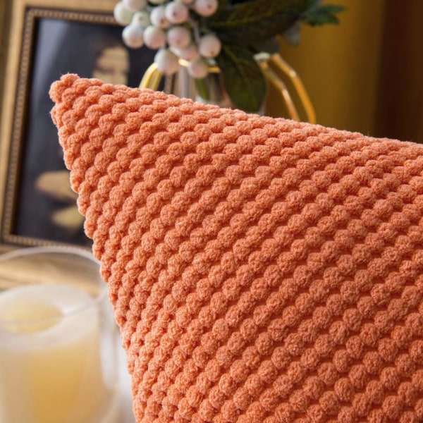 Sett med 2 ananas putetrekk granulat mykt solid dekorativt firkantet putetrekk Puter for sovesofa bil 18"x18", 45x45cm oransje,