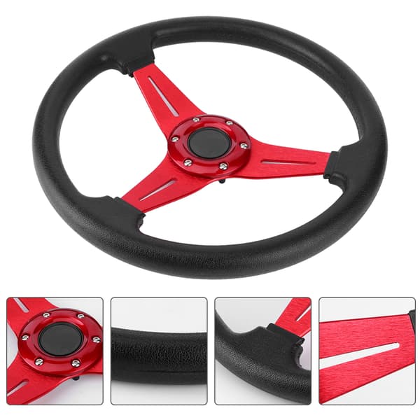 350mm 14 tommer Racing Bil Rat Universal Modificeret Tilbehør Rød