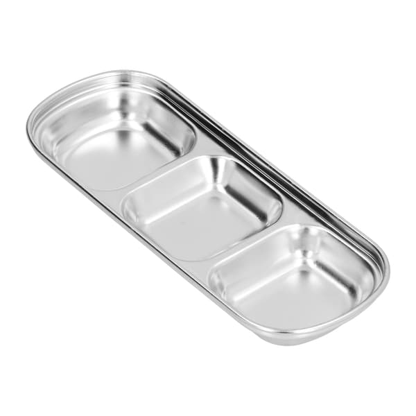 Krydderfad i rustfrit stål fortykket hot pot sauce opdelt gitter snackfad til kantine 3 gitre