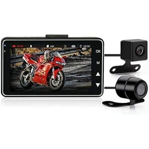 Motorcykel Dash Cams 3" 1080P HD Action Dual Camera Video Recorder 125° vidvinkellins Vattentät Night Vision Fram och