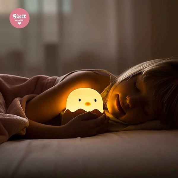 Nattlampa för barn - Chick Chick Nattlampa - USB uppladdningsbar silikon LED-lampa med pekkontroll