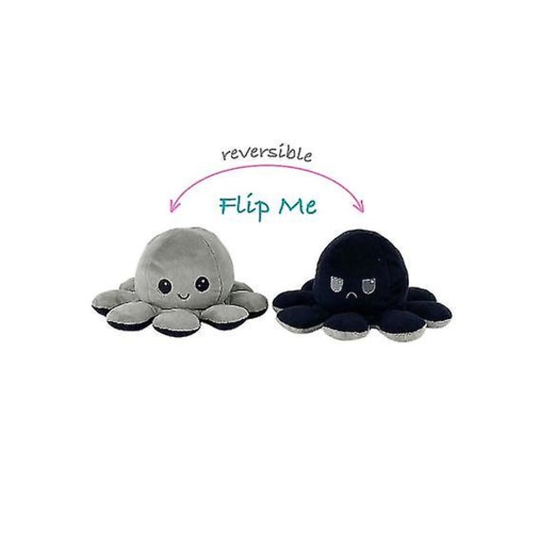 Käännettävä Octopus Plushie Kaksipuolinen Flip Doll Show -tunnelmalelu GRAY BLACK