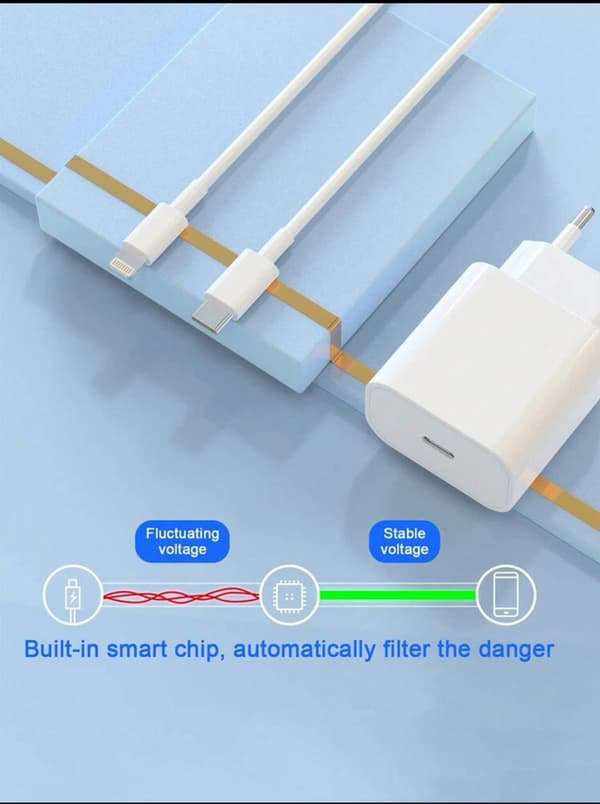 iPhone-lader hurtiglader USB C - lightning 2M 2-pakning white