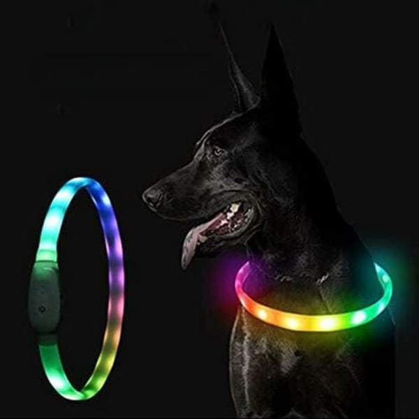 GazyyShop- LED-sikkerhetshalsbånd til hunde, USB-oppladbart, ett halsbånd, flere farger, justerbar lengde, liten, middels og stor do