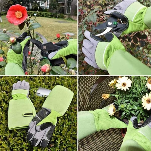 Lange rørbeskyttelseshandsker grønne grøntsags- og blomsterhavehandsker med rosetalje arbejdsbeskyttelse