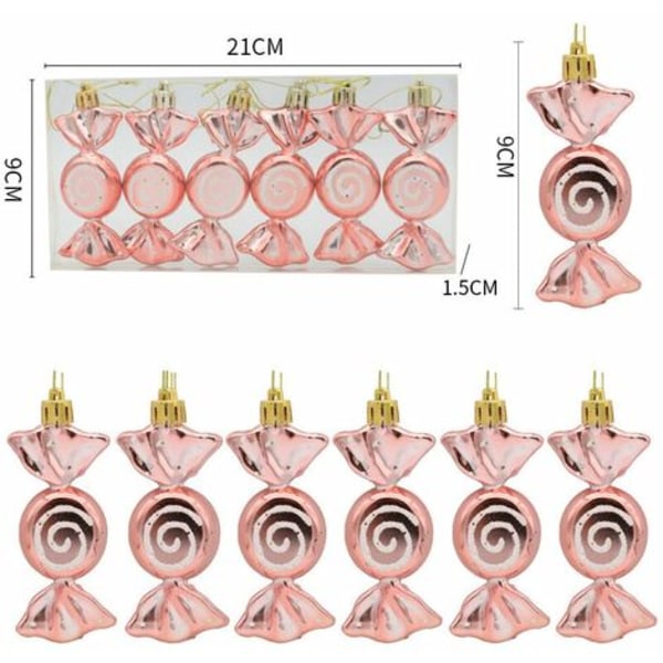 24 st Julgodisprydnader Candy Cane Julgran Plasthängande prydnader Pepparmyntsgodis Swirl Dekorationer