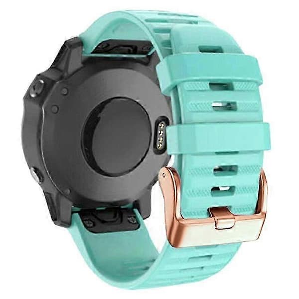 Kompatible urremme til Garmin Fenix 7S/6S Pro/5S Plus/Instinct 2S - 20 mm rosaguldstribet silikonerem LightGreen