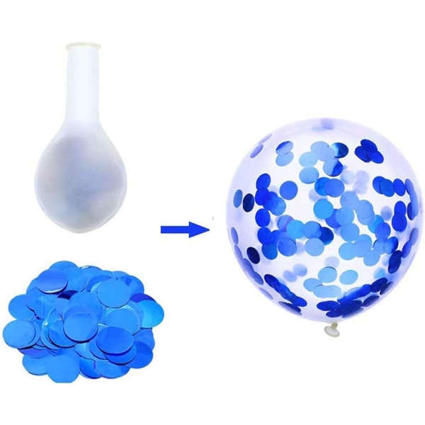 60 vita blå ballonger ballonger med blå konfettiballonger, 12 tums heliumballonger för bröllopsfödelsedagsdopdekoration (blåvit)