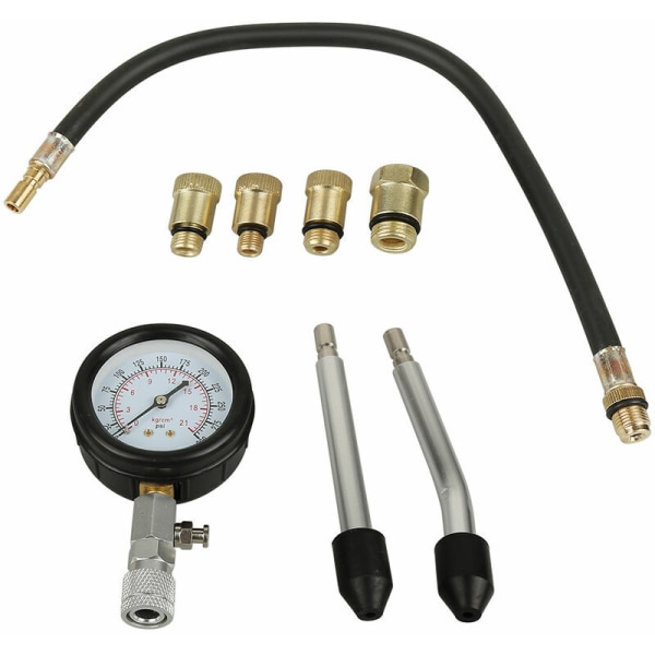 Sylindertrykkmåler - Profesjonell bilmotor bensinmotor kompresjonstestersett måler bilmotorsykkelverktøy,