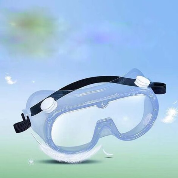 Antidug beskyttelsesbriller med klare linser og vidsyn, justerbar mod kemiske sprøjt, fleksible og lette,