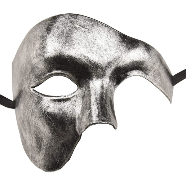 Mask för män Halloween Phantom of the Opera Masquerade Mask Silver