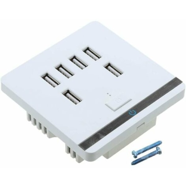 Port USB Vegglader Power Strip, 3,4A ladesenter Vegguttak Strømuttak Panelbryter for telefoner, nettbrett og Au