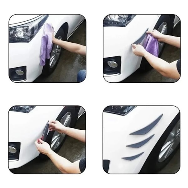 6 STK Frontfanger Diffuser Leppe Sideskjørt Karbonfiberstil Karosserispoiler Universal Passform