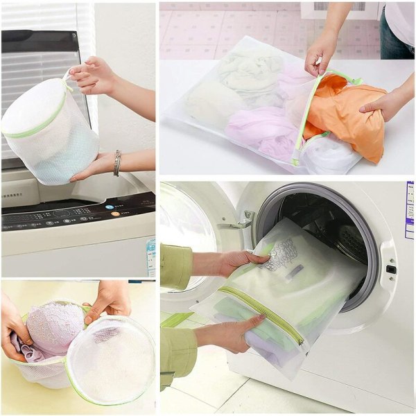 Mesh vasketøjsposer Undertøjsvaskeposer til sart tøj med premium lynlås (grøn vasketøjspose sæt med 6)
