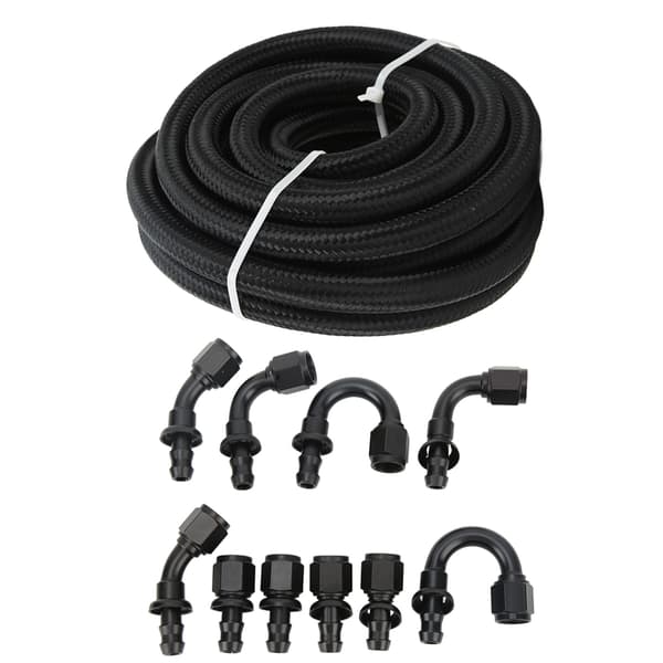 Nylon rustfrit stål universal sort brændstofslangesæt 10 stik bilkompatibel
