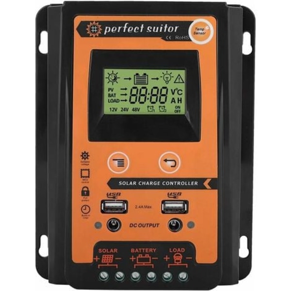 Solar Charge Controller Solpanel Batteriregulator Dobbelt USB LCD-skærm 12V/24V 30A50A MPPT(30A)