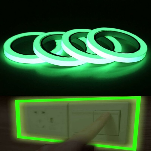 4 STK Glow in the Dark-tape, selvklebende selvklebende tape, førsteklasses selvklebende tape, Secure Marking Sticker, Re