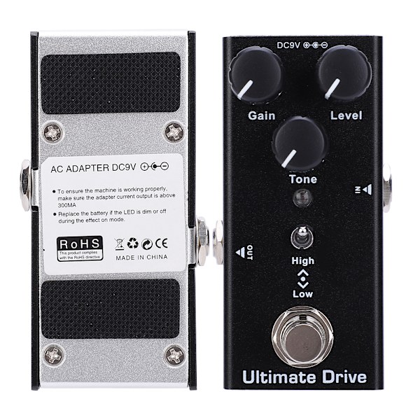 Ultimate Drive Mini Single True Bypass Gitarr Effekt Pedal 9V DC JDF-2