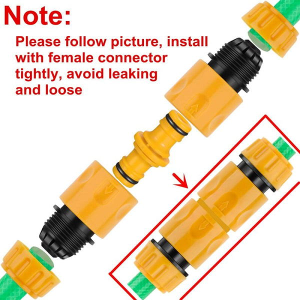 6 stk. Han-slangetilslutningsforlænger (Quick Connects) til haveslangefittings