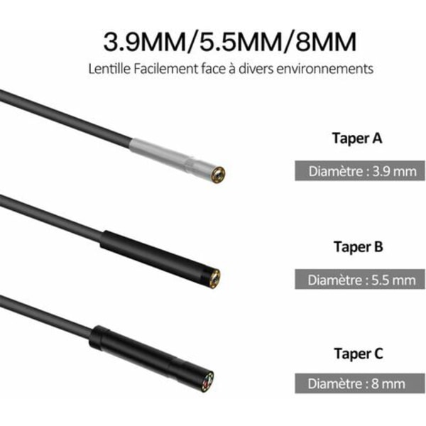 2,4 tommer 1080P 2600mAh high definition farveendoskop batterikapacitet IP68 vandtæt 8 mm linsediameter 2 meter Model